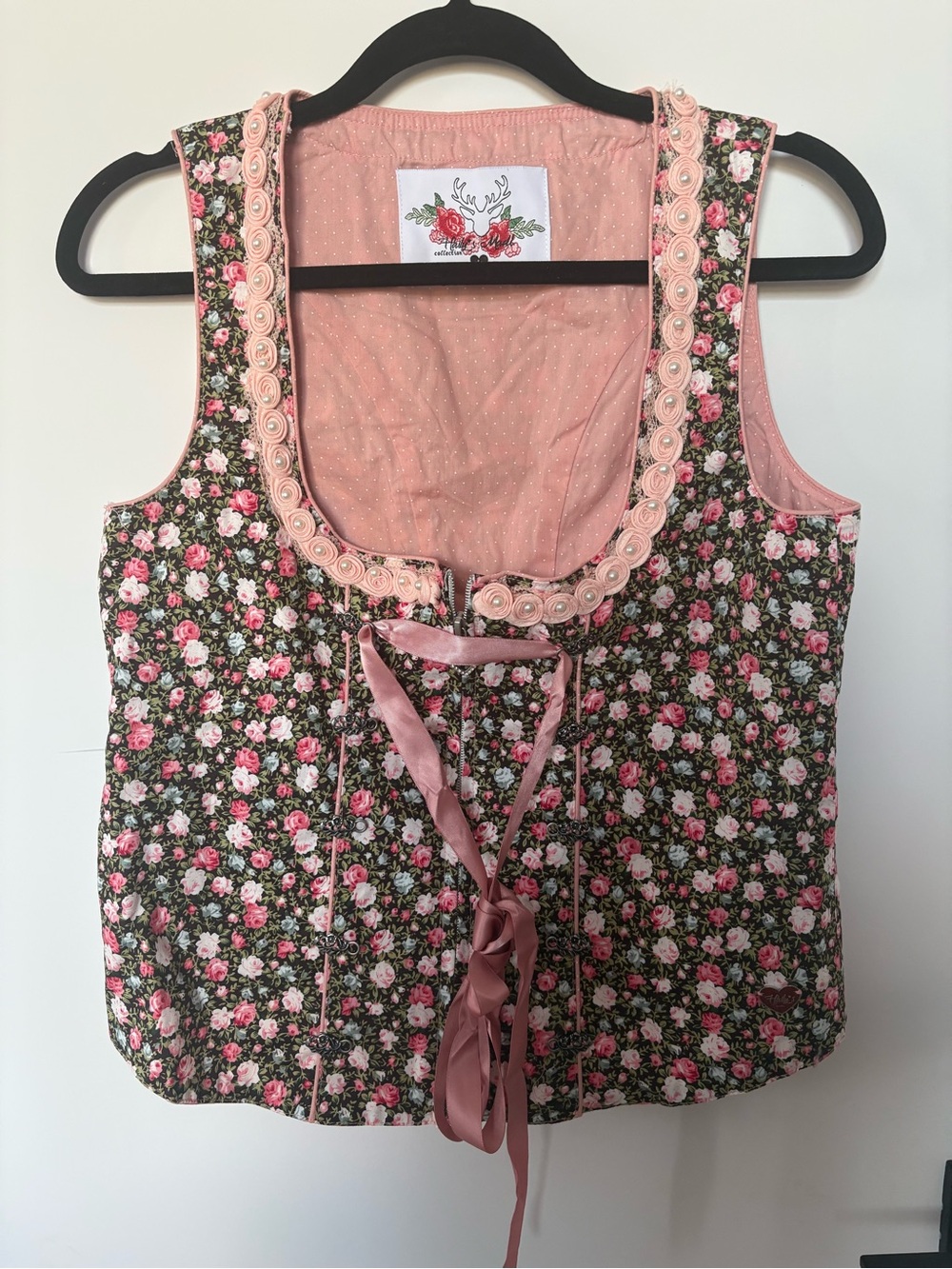 Hailys madl Floral Lace-Up Sleeveless Top - Pink